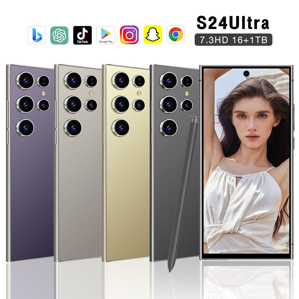 Hot Selling Global Version S24 ULTRA original 7.3 inch 16GB+1TB 72MP+108MP Big Screen cellphone Smartphone 4G Mobile Cell Phone